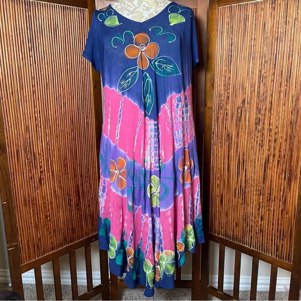 🌺 Exert Brand Floral Multicolor Asymmetrical Dress – Women’s Size OS 🌺 - Picture 2 of 15